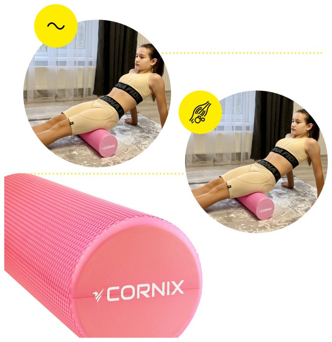 Масажний ролик Cornix EVA+ 45 x 15 см (валик, роллер) XR-0303 Pink