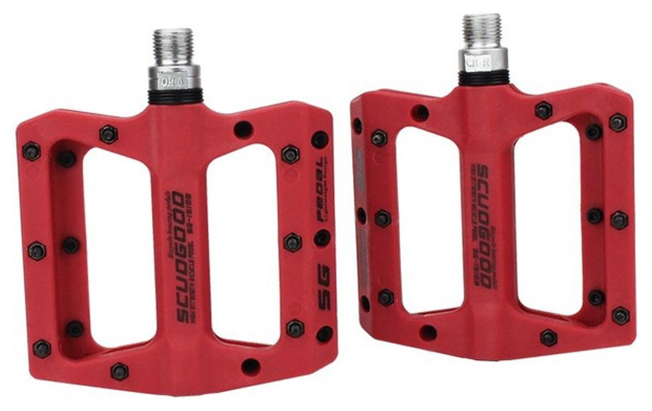 Педали MTB ScudGood нейлона с метал. шипами на пром. подшипнике. черный (красный)