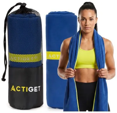 Рушник спортивний Actiget 180 x 100 см з мікрофібри ACT0188 Navy Blue