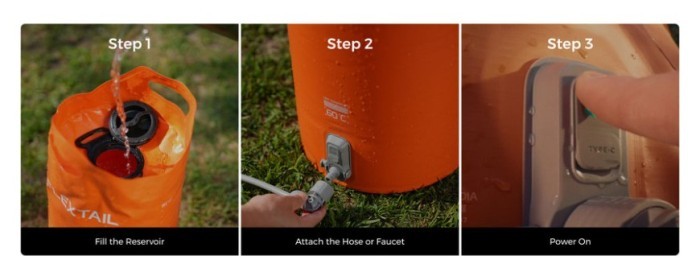 Душ портативный с емкостью и насосом Flextail Tiny Shower Bucket, 20л, оранжевый