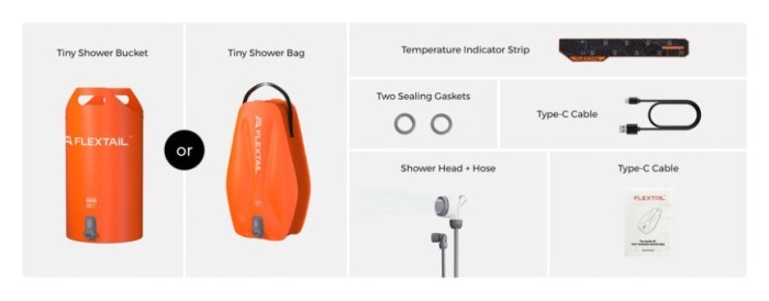 Душ портативный с емкостью и насосом Flextail Tiny Shower Bucket, 20л, оранжевый