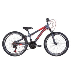 Велосипед 24&quot; Discovery RIDER AM 2022 (темно-серебристый с красным (м)) 