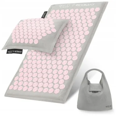 Килимок акупунктурний з подушкою 4FIZJO Eco Mat Аплікатор Кузнєцова Grey/Pink (P-5907739312174)