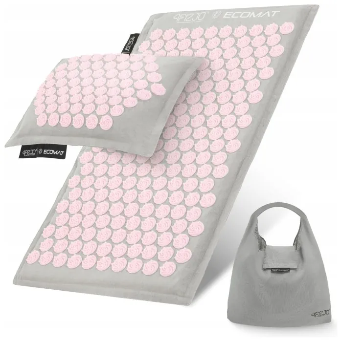 Килимок акупунктурний з подушкою 4FIZJO Eco Mat Аплікатор Кузнєцова Grey/Pink (P-5907739312174)