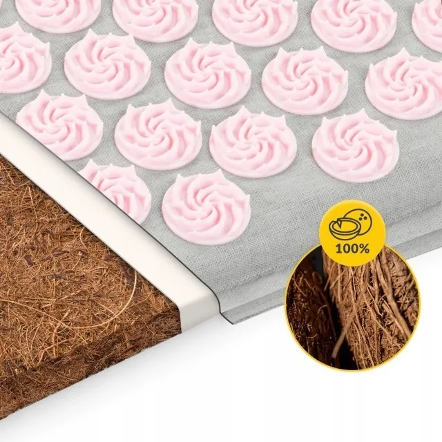Килимок акупунктурний з подушкою 4FIZJO Eco Mat Аплікатор Кузнєцова Grey/Pink (P-5907739312174)