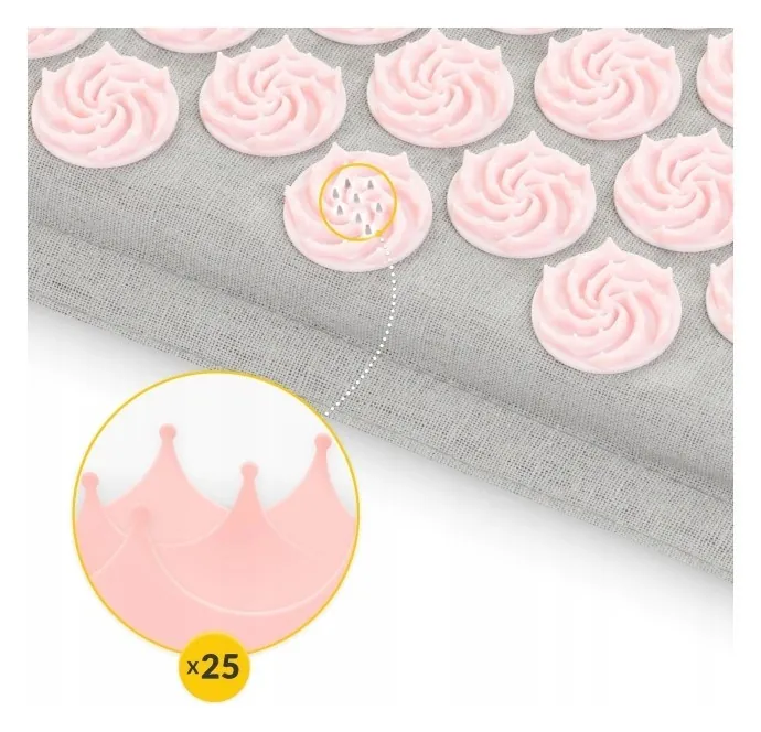 Килимок акупунктурний з подушкою 4FIZJO Eco Mat Аплікатор Кузнєцова Grey/Pink (P-5907739312174)