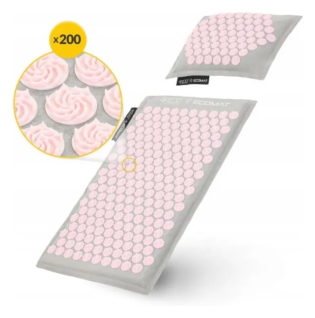 Килимок акупунктурний з подушкою 4FIZJO Eco Mat Аплікатор Кузнєцова Grey/Pink (P-5907739312174)