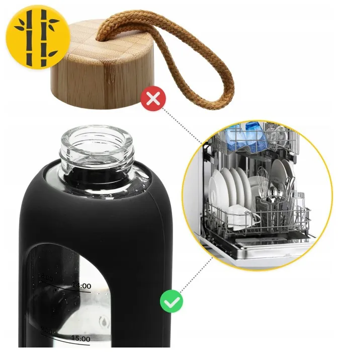 Бутылка для воды спортивная 4FIZJO 1000 мл стеклянная Black (P-5905973403917)