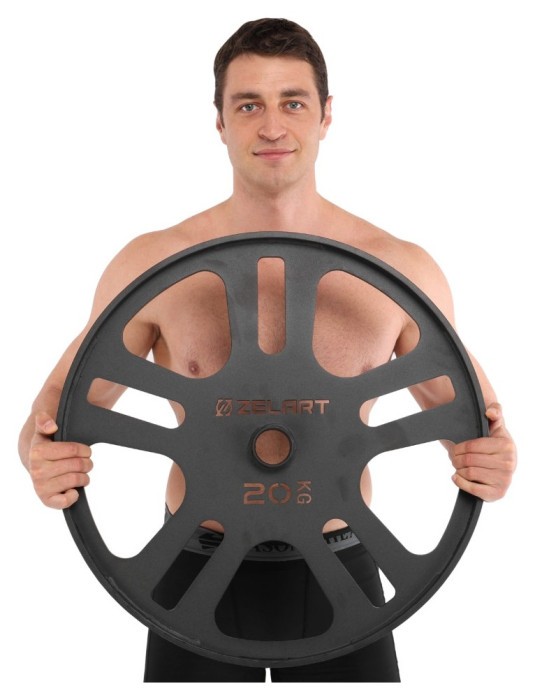 Стальные диски для становой тяги Deadlift Pulling Weight Plates Zelart TA-6992-20 20кг черный
