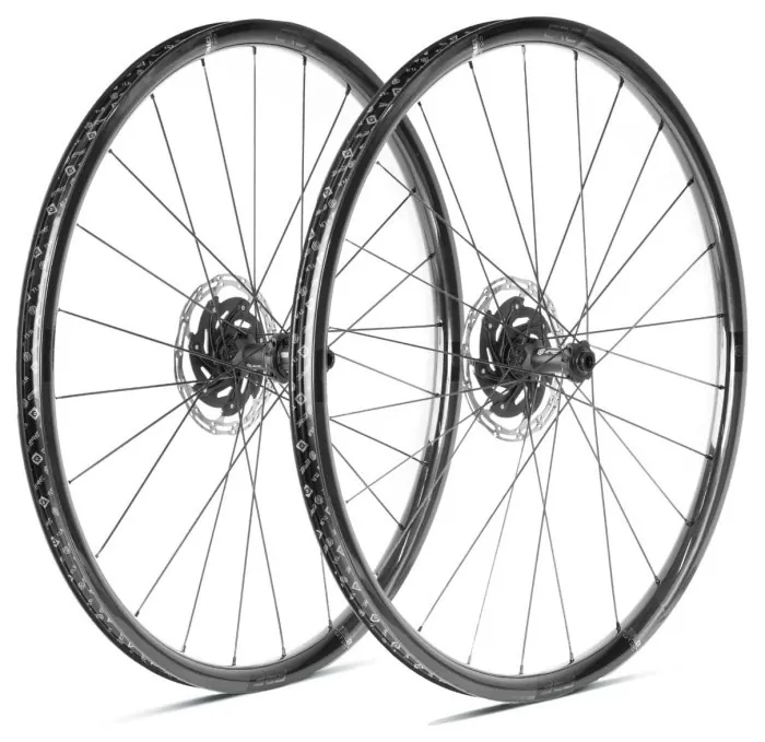 Колесо пров. + задн. 28" ERE TENACI GT25 CARBON, Gravel, 100x12/142x12, CL, MS12, tubeless, чорний сатин