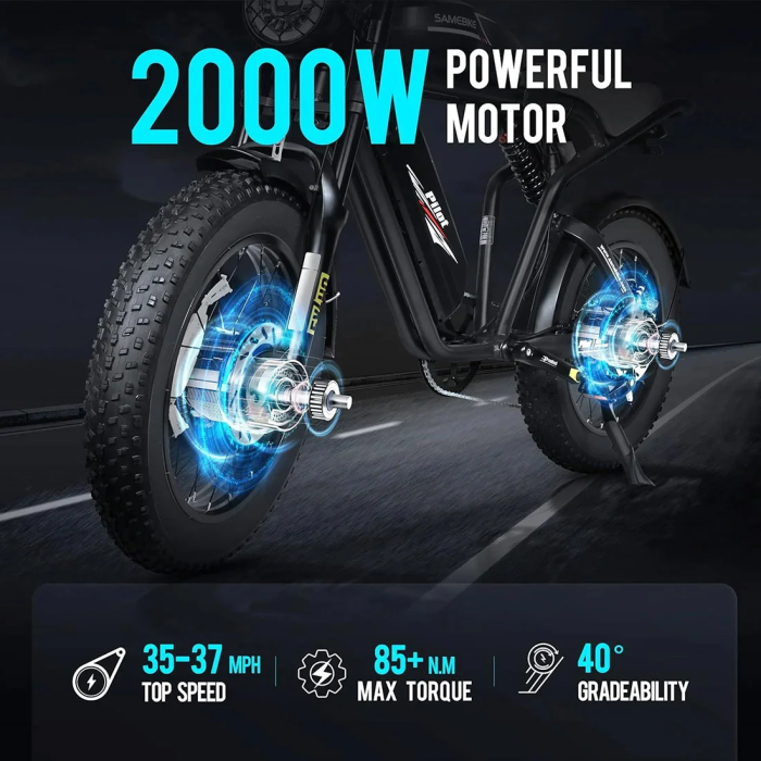 Электровелосипед SAMEBIKE M20 III (2000 Вт; 36 А*ч; 48 В), колеса 20", с ручкой газа, зеленый