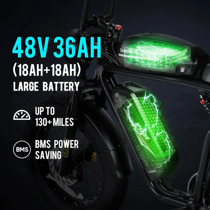 Электровелосипед SAMEBIKE M20 III (2000 Вт; 36 А*ч; 48 В), колеса 20", с ручкой газа, зеленый