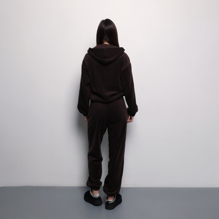 Темно-шоколадный зимний костюм флисовый. Теплый костюм женский Pobedov Huggi женский