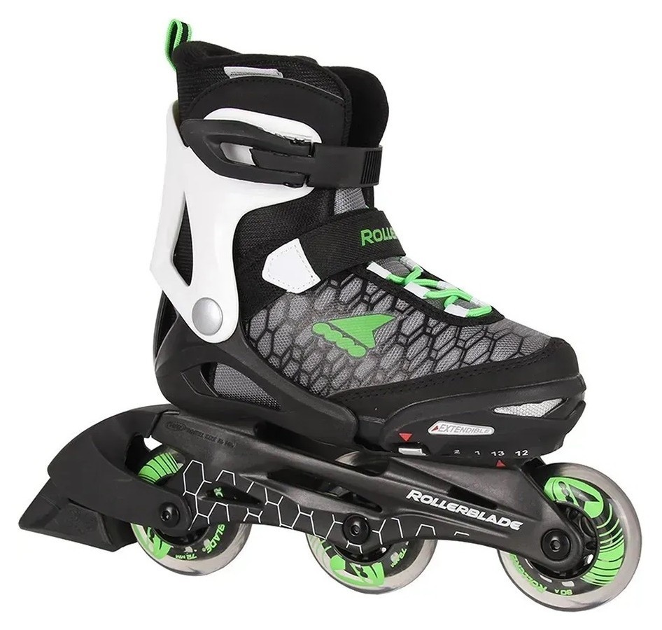 Комплект дитячий (роликові коньки, шолом, захист) Rollerblade CUBE 29-32 (185-210мм) Black/green (07848200 T83)