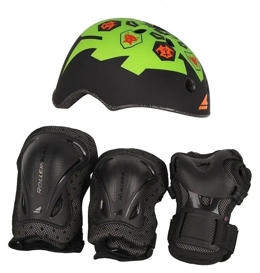 Комплект дитячий (роликові коньки, шолом, захист) Rollerblade CUBE 29-32 (185-210мм) Black/green (07848200 T83)