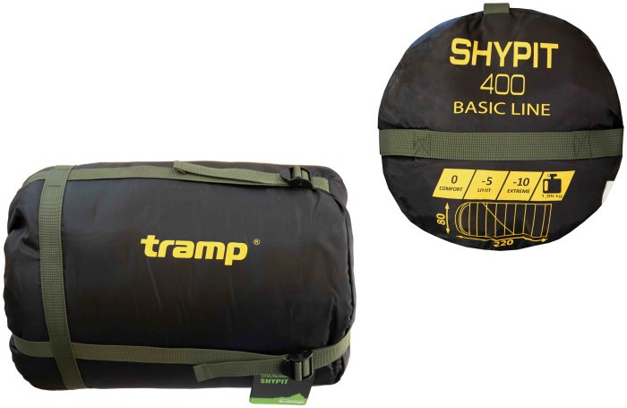 Спальный мешок Tramp Shypit 400 с капюшом правый olive 220/80 UTRS-060R