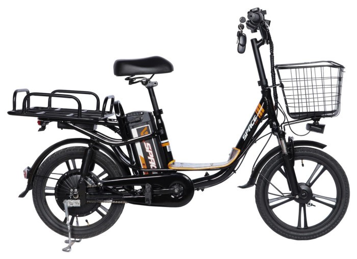 Велосипед уцінений з електроприводом 18" AL SPACE eELDORADO (new) DD FR рама-15" 48 B 20 А*г 1000 Вт чорно-помаранчевий 2026, укр, укр