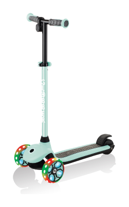 Електросамокат GLOBBER серії E-MOTION 4 пастельно-м'ятний, колеса з підсвіткою, 50кг, 6+, 3 колеса, укр, укр