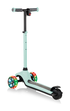 Електросамокат GLOBBER серії E-MOTION 4 пастельно-м'ятний, колеса з підсвіткою, 50кг, 6+, 3 колеса