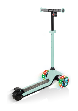 Електросамокат GLOBBER серії E-MOTION 4 пастельно-м'ятний, колеса з підсвіткою, 50кг, 6+, 3 колеса