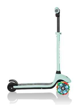 Електросамокат GLOBBER серії E-MOTION 4 пастельно-м'ятний, колеса з підсвіткою, 50кг, 6+, 3 колеса