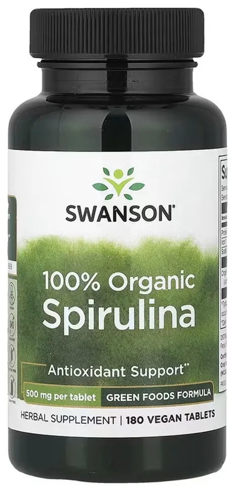 Certified Organic Spirulina 500mg - 180 tabs (DSN_100-65-3295022-20)