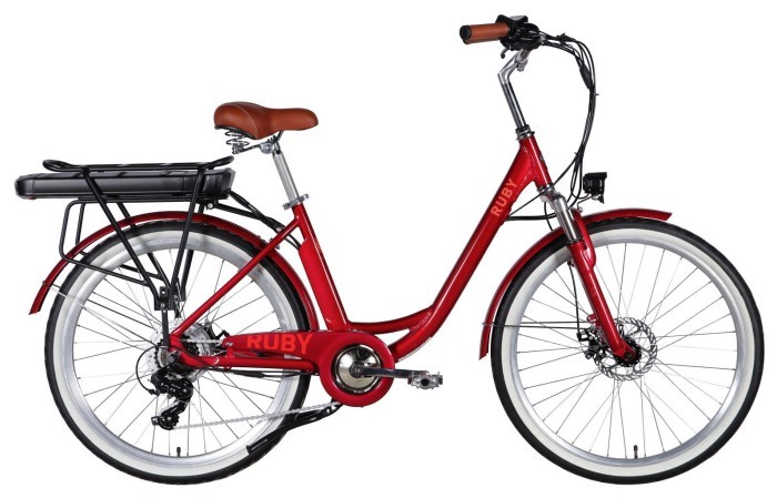 Велосипед з електроприводом 26" AL Dorozhnik eRUBY DD FR рама-17" 48B 15А*г 500Вт бордовий 2026, укр, укр