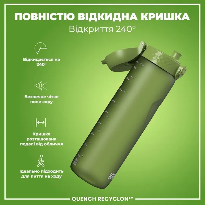 Картофель для воды ION8 1000 мл. (ЭКО бутылка) BPA Free, Khaki Green