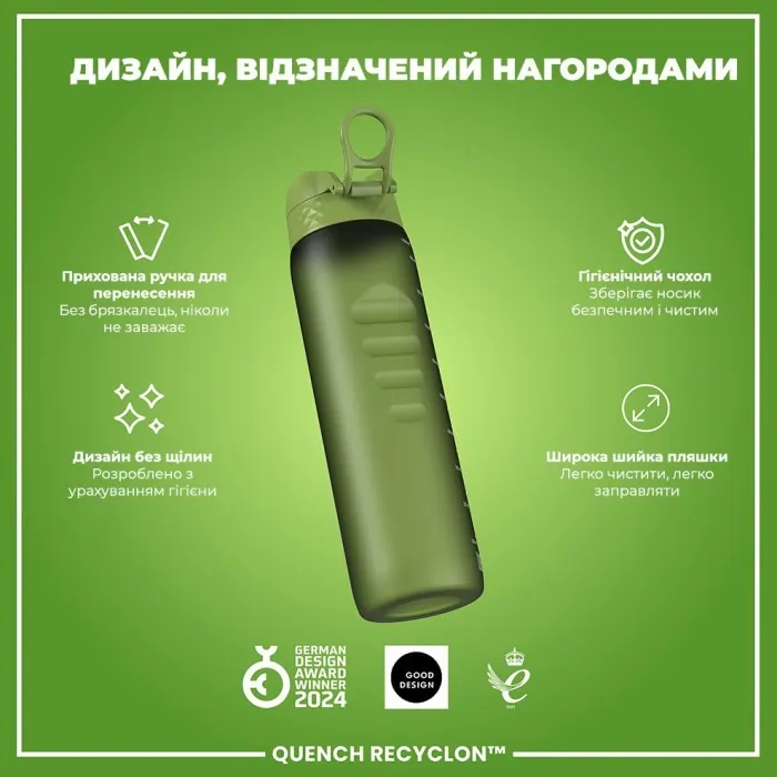 Картофель для воды ION8 1000 мл. (ЭКО бутылка) BPA Free, Khaki Green