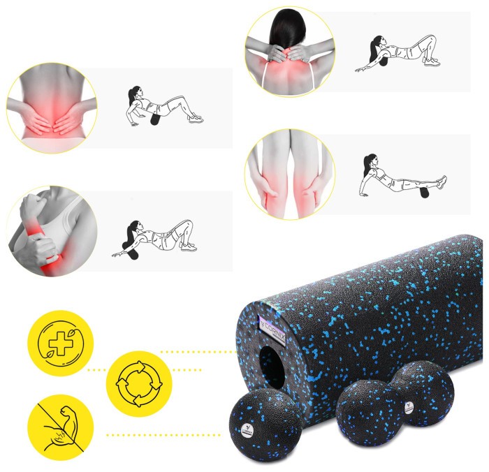 Масажний набір Cornix (Ball 8 см, Duoball 8 х 16 см та Foam Roller 30 х 15 см) XR-0078