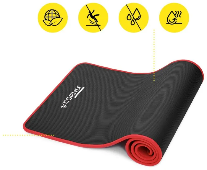 Коврик спортивный Cornix NBR 183 x 61 x 1 cм для йоги и фитнеса XR-0094 Black/Red