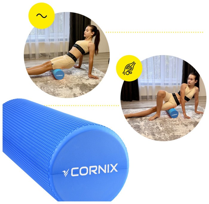 Масажний ролик Cornix EVA+ 45 x 15 см (валик, роллер) XR-0304 Navy Blue
