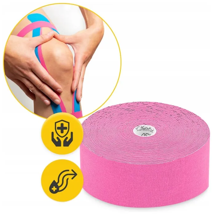 Стрічка кінезіологічна (кінезіо тейп) 4FIZJO 5 см x 31 м Pink (P-5905973405553)