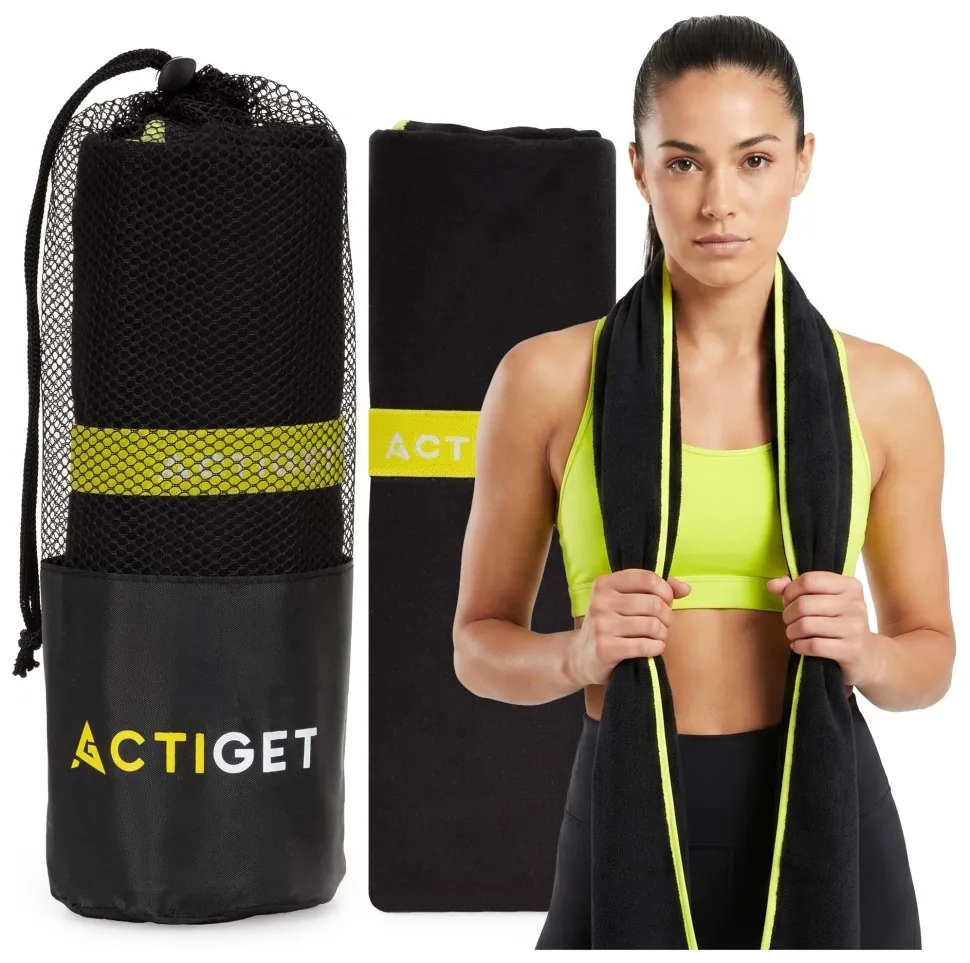 Рушник спортивний Actiget 180 x 100 см з мікрофібри ACT0189 Black (LFACT0189)