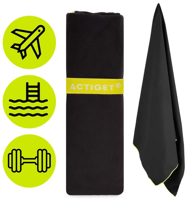 Рушник спортивний Actiget 180 x 100 см з мікрофібри ACT0189 Black
