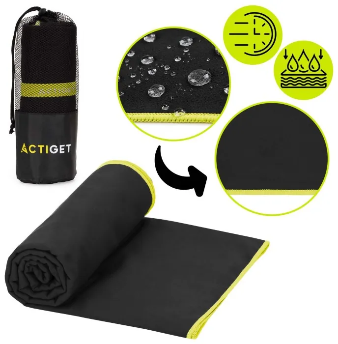 Рушник спортивний Actiget 180 x 100 см з мікрофібри ACT0189 Black