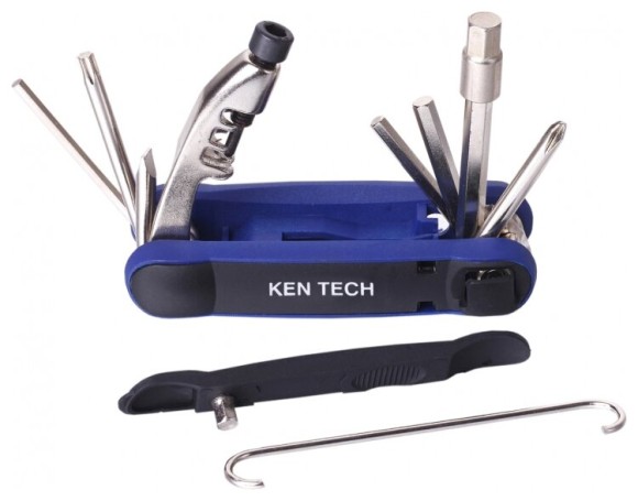 Мультитул KEN TECH KL-9804C черно-синий 15 функций: шестигранники, отвёртки, выжимка цепи