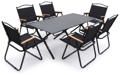 Комплект туристичний - LEOBRO Camp Black XL 117х59х41 см та 6 крісел Camp Black L