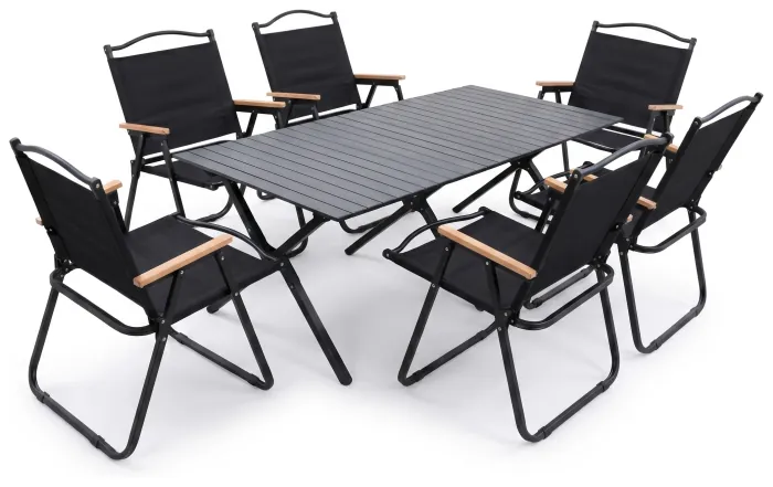 Комплект туристичний - LEOBRO Camp Black XL 117х59х41 см та 6 крісел Camp Black L