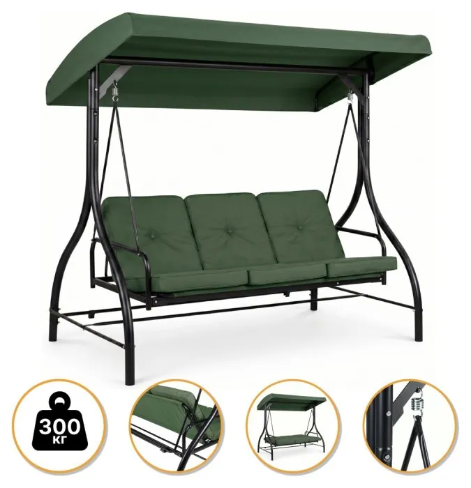 Садова гойдалка з товстим матрацом LEOBRO Luxury Pro Green (LB-1047)