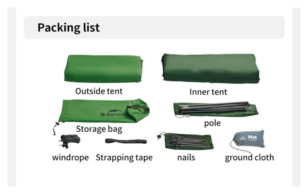 Намет надлегкий одномісний Naturehike Cloud Up Base 1 CNK2450WS032, зелений