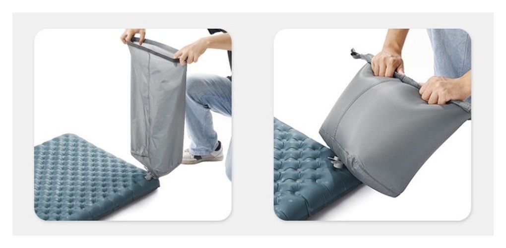 Матрас туристический надувной одноместный Naturehike CNH22DZ018, сверхлегкий, 183х58х7 см, серый, для туризма с мешком для надува.