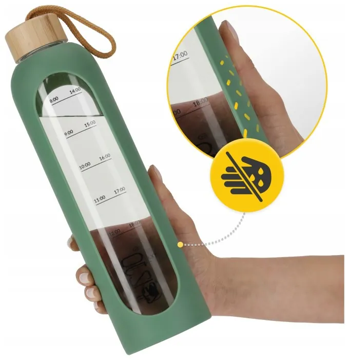 Бутылка для воды спортивная 4FIZJO 1000 мл стеклянная Olive (P-5905973403900)