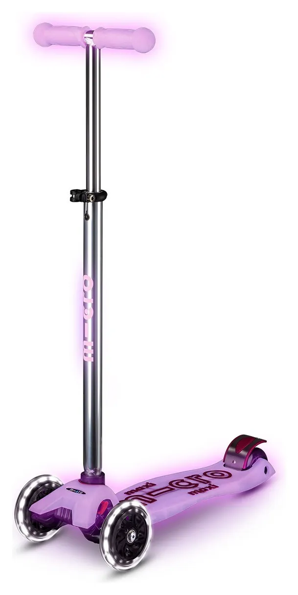 Самокат MICRO серії "Maxi Deluxe Glow LED" – СЯЙНИСТО-ПУРПУРОВИЙ (до 50 kg, 3-х колісний, світло) (MMD367)