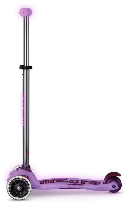 Самокат MICRO серії "Maxi Deluxe Glow LED" – СЯЙНИСТО-ПУРПУРОВИЙ (до 50 kg, 3-х колісний, світло)
