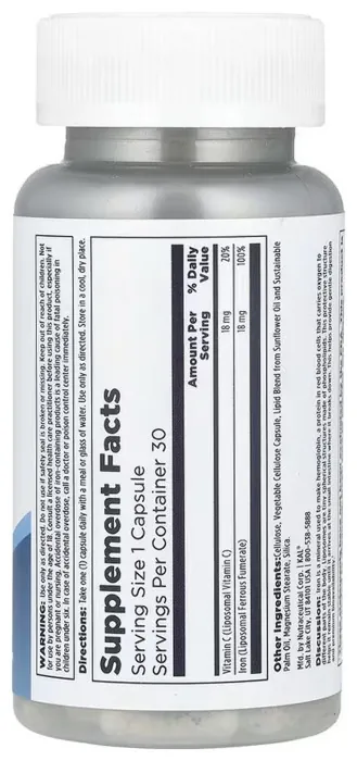 Liposomal Iron 18mg - 30 vcaps