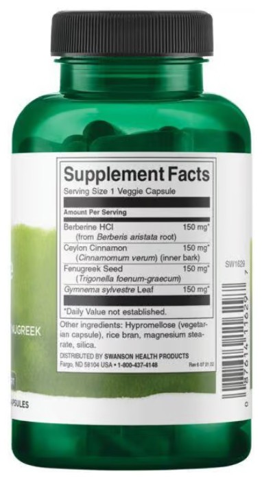 Berberine Complex with Cinnamon Gymnema & Fenugreek - 90 vcaps