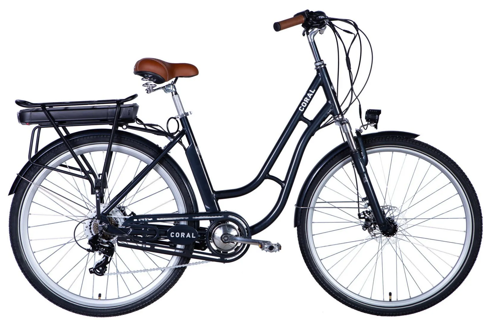 Велосипед з електроприводом 28" AL Dorozhnik eCORAL DD FR рама-19" 48B 13А*г 500Вт темно-сірий 2026 (ELB-D-28-114)