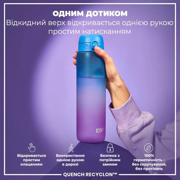 Картофель для воды ION8 1000 мл. BPA Free, Times To Drink, (ЭКО бутылка) BPA Free, Blue & Pink