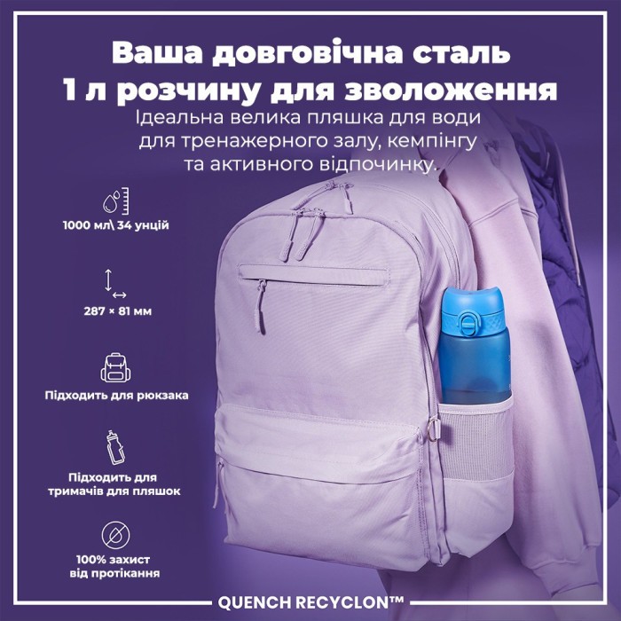 Картофель для воды ION8 1000 мл. BPA Free, Times To Drink, (ЭКО бутылка) BPA Free, Blue & Pink
